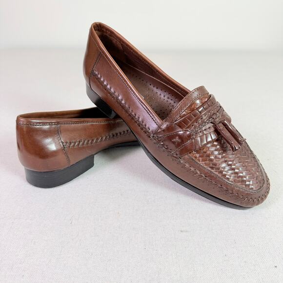 Stacy Adams Woven Tassel Loafers Men\'s 9.5M Brown Leather Y2K Classic Preppy main image 4
